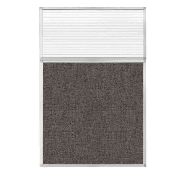 Hush Panel Configurable Cubicle Partition 4' x 6' W/ Window Mocha Fabric Clear Fluted Window